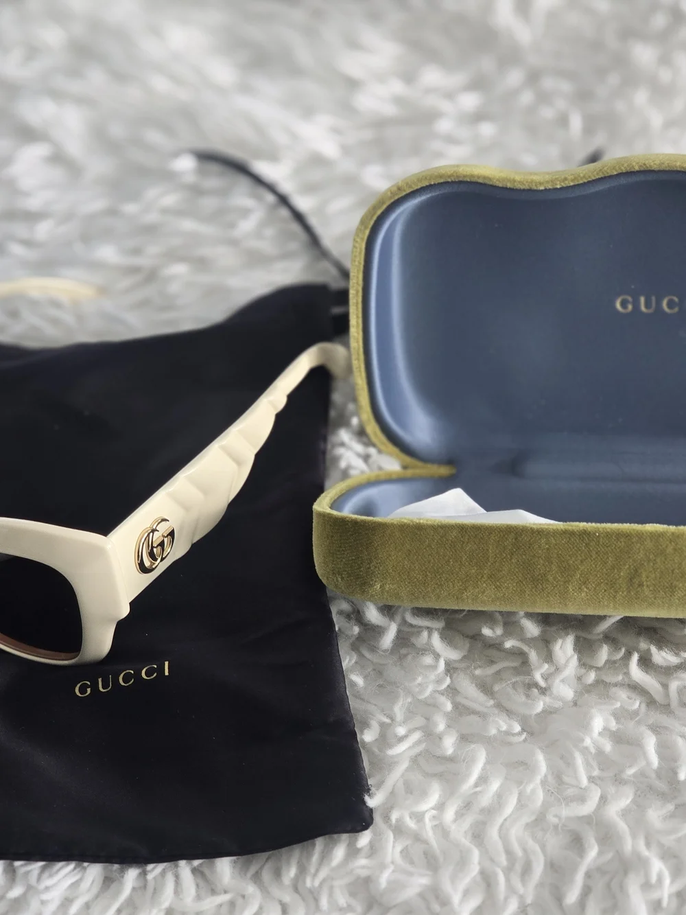Gucci Women's Cream Oversized Square Sunglasses